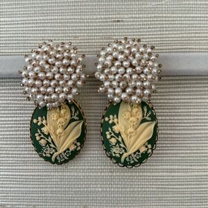 Nicola Bathie Lily of the Valley Cameo Earrings